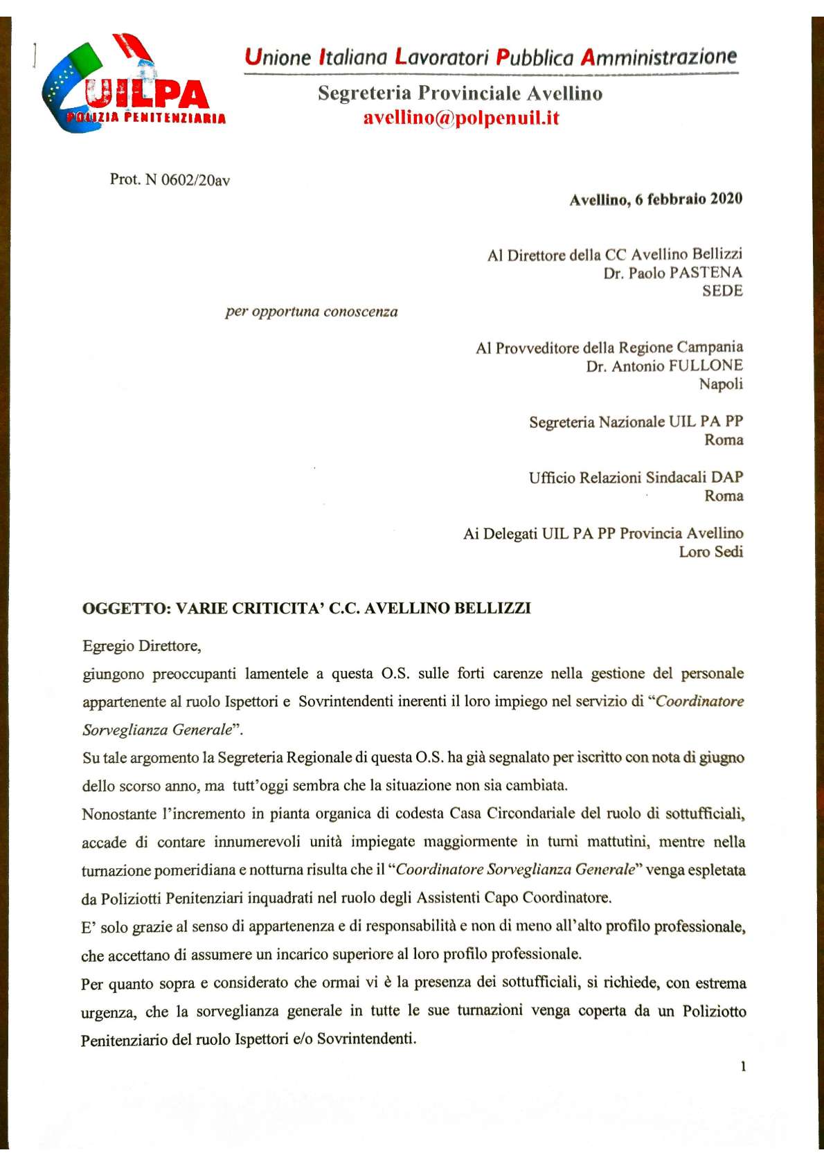 Varie criticità Avellino Bellizzi 1